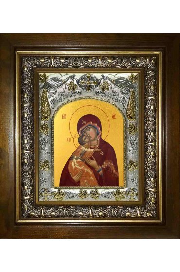 Икона Владимирская Божья Матерь, 14x18 см, в деревянном киоте 20х24 см, арт вк-2794
