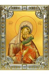 Икона Богоматерь Акидимская серебро 18 х 24 со стразами, арт вк-2811