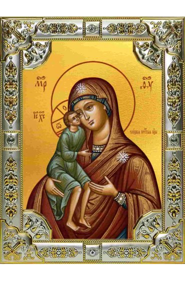 Икона Богоматерь Елецкая серебро 18 х 24 со стразами, арт вк-2856