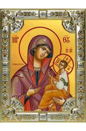Икона Богоматерь Грузинская серебро 18 х 24 со стразами, арт вк-2862