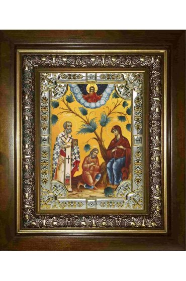 Икона Богородица Беседная, 18x24 см, со стразами, в деревянном киоте, арт вк-2911