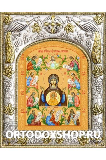 Икона Божьей Матери Курско-Коренная 14x18 в серебряном окладе, арт вк-2934