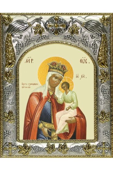Икона Божьей Матери Избавление от бед страждущих 14x18 в серебряном окладе, арт вк-2944