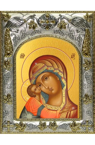 Икона Божья Матерь Игоревская 14x18 в серебряном окладе, арт вк-2980