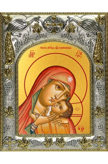 Икона Божьей Матери Касперовская 14x18 в серебряном окладе, арт вк-2992