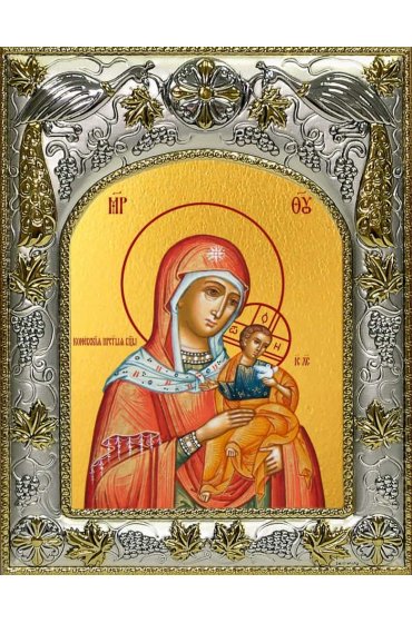 Икона Божьей Матери Коневская 14x18 в серебряном окладе, арт вк-3002