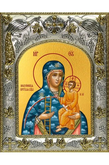Икона Божьей Матери Молченская 14x18 в серебряном окладе, арт вк-3009