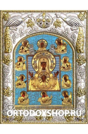 Икона Божьей Матери Курско-Коренная 14x18 в серебряном окладе, арт вк-3018