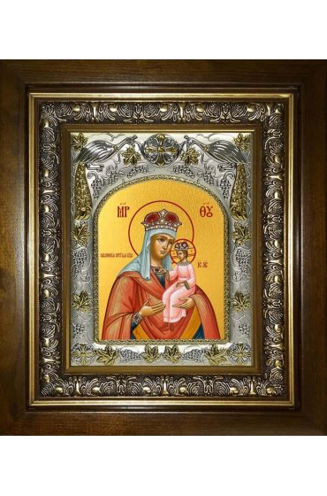 Икона Божьей Матери Ильинская, 14x18 см, в деревянном киоте 20х24 см, арт вк-3081