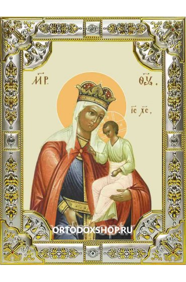 Икона Божьей Матери Избавление от бед страждущих серебро 18 х 24 со стразами, арт вк-3113