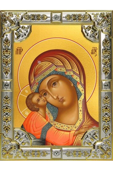 Икона Божья Матерь Игоревская серебро 18 х 24 со стразами, арт вк-3147