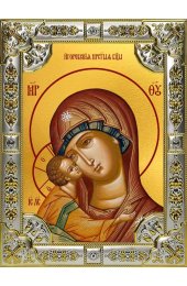 Икона Божья Матерь Игоревская серебро 18 х 24 со стразами, арт вк-3159