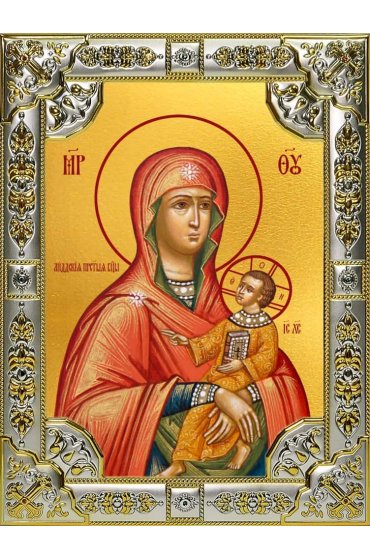 Икона Божьей Матери Лиддская серебро 18 х 24 со стразами, арт вк-3169