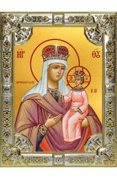 Икона Божьей Матери Любечская серебро 18 х 24 со стразами, арт вк-3170