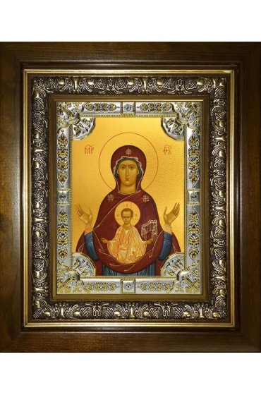 Икона Божья Матерь Знамение, 18x24 см, со стразами, в деревянном киоте, арт вк-3206