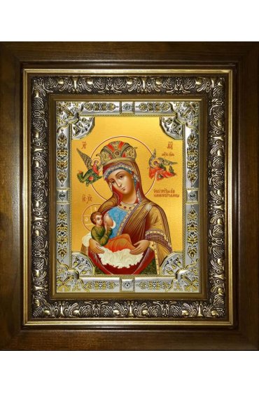 Икона Божья Матерь Млекопитательница, 18x24 см, со стразами, в деревянном киоте, арт вк-3229