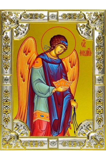 Икона Архангел Иегудиил серебро 18 х 24 со стразами, арт вк-3288