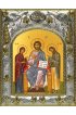 Икона Спас на Престоле (Деисус) 14x18 в серебряном окладе, арт вк-3297