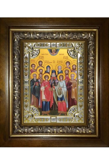 Икона Собор святых целителей, 18x24 см, со стразами, в деревянном киоте, арт вк-3308