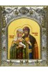 Икона Петр и Феврония 14x18 в серебряном окладе, арт вк-3313