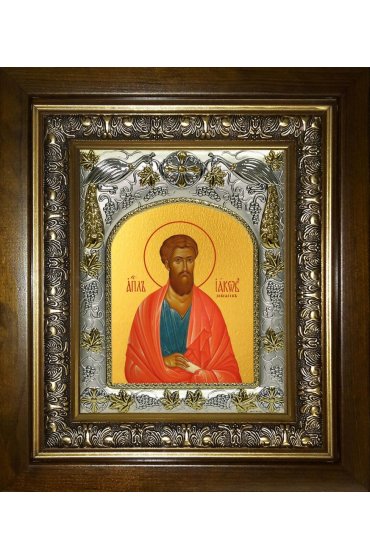 Икона Иаков (Яков) Зеведеев апостол, 14x18 см, в деревянном киоте 20х24 см, арт вк-3438