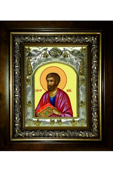 Икона Лука апостол, 14x18 см, в деревянном киоте 20х24 см, арт вк-3483