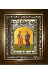 Икона Петр и Павел апостолы, 14x18 см, в деревянном киоте 20х24 см, арт вк-3494