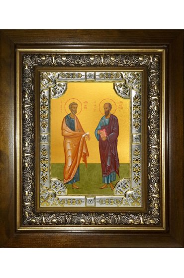 Икона Петр и Павел апостолы, 18x24 см, со стразами, в деревянном киоте, арт вк-3514