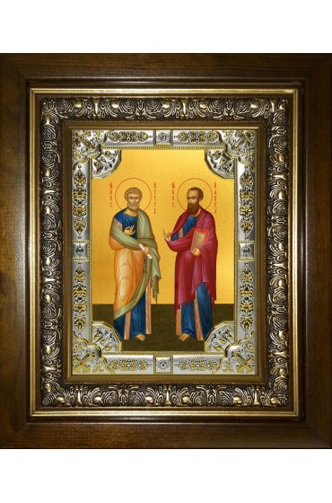 Икона Петр и Павел апостолы, 18x24 см, со стразами, в деревянном киоте, арт вк-3515