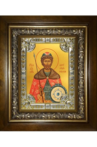 Икона Александр Невский, 18x24 см, со стразами, в деревянном киоте, арт вк-3582