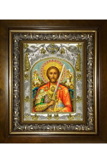 Икона Александр Невский, 14x18 см, в деревянном киоте 20х24 см, арт вк-3606