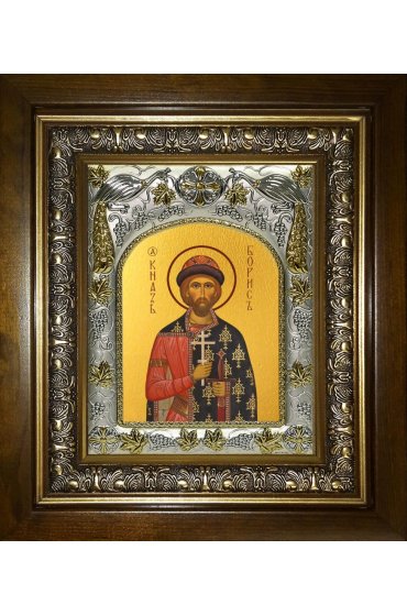 Икона Борис благоверный князь, 14x18 см, в деревянном киоте 20х24 см, арт вк-3688