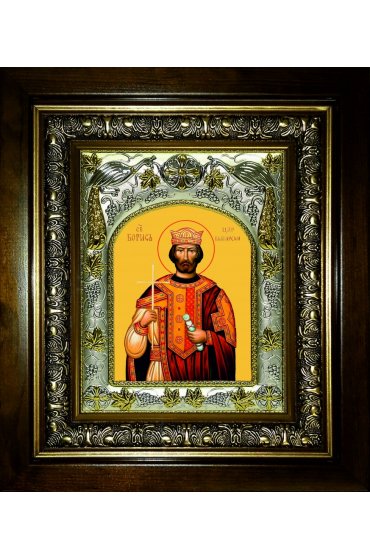Икона Борис Болгарский, 14x18 см, в деревянном киоте 20х24 см, арт вк-3689