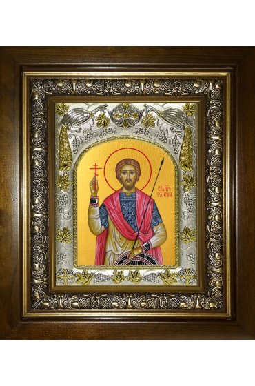 Икона Валентин Доростольский, 14x18 см, в деревянном киоте 20х24 см, арт вк-3692