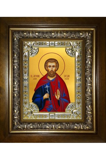 Икона Богдан (Феодот) Адрианопольский, 18x24 см, со стразами, в деревянном киоте, арт вк-3702
