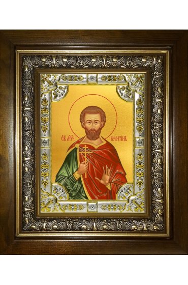 Икона Валентин мученик, 18x24 см, со стразами, в деревянном киоте, арт вк-3706