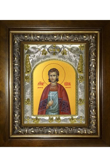 Икона Виктор Халкидонский, 14x18 см, в деревянном киоте 20х24 см, арт вк-3745