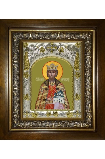 Икона Владимир Новгородский, 14x18 см, в деревянном киоте 20х24 см, арт вк-3752