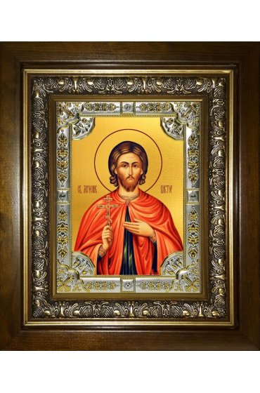 Икона Виктор Коринфский, 18x24 см, со стразами, в деревянном киоте, арт вк-3759