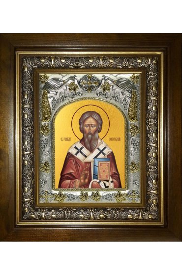 Икона Геннадий Новгородский, 14x18 см, в деревянном киоте 20х24 см, арт вк-3778