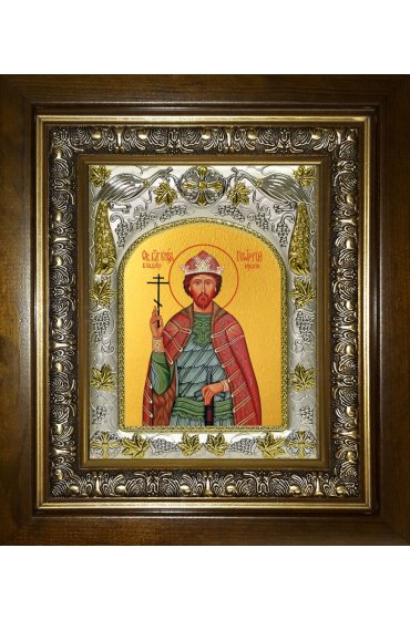 Икона Георгий (Юрий) Владимирский, 14x18 см, в деревянном киоте 20х24 см, арт вк-3780