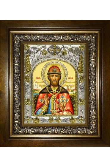 Икона Дмитрий Донской, 14x18 см, в деревянном киоте 20х24 см, арт вк-3853