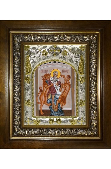 Икона Игнатий Богоносец, 14x18 см, в деревянном киоте 20х24 см, арт вк-3914