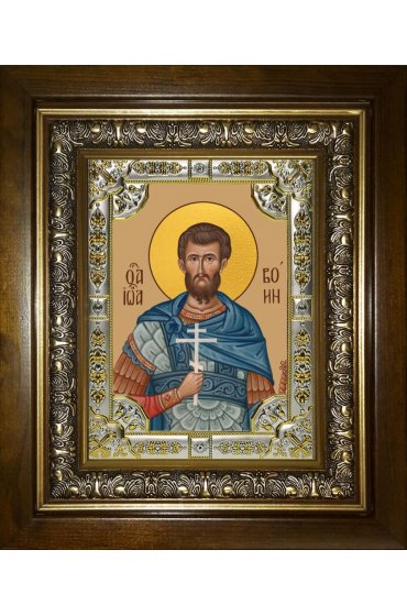 Икона Иоанн (Иван) Воин, 18x24 см, со стразами, в деревянном киоте, арт вк-3985
