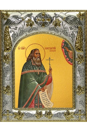 Икона Константин Богородский 14x18 в серебряном окладе, арт вк-4000 Икона Константин Богородский 14x18 в серебряном окладе, арт вк-4000