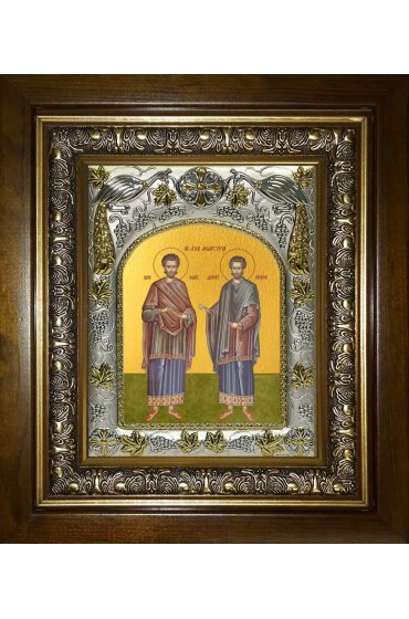 Икона Косьма и Дамиан мученики, 14x18 см, в деревянном киоте 20х24 см, арт вк-4023