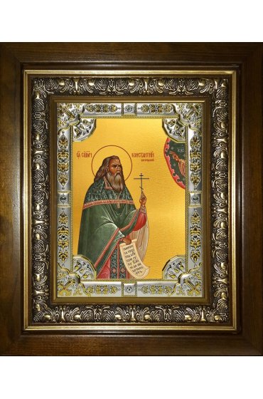 Икона Константин Богородский, 18x24 см, со стразами, в деревянном киоте, арт вк-4028