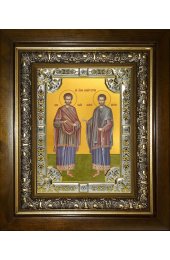 Икона Косьма и Дамиан мученики, 18x24 см, со стразами, в деревянном киоте, арт вк-4031
