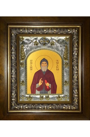 Икона Лаврентий Черниговский, 14x18 см, в деревянном киоте 20х24 см, арт вк-4044