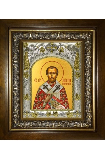 Икона Леонтий (Леон) Никейский, 14x18 см, в деревянном киоте 20х24 см, арт вк-4046